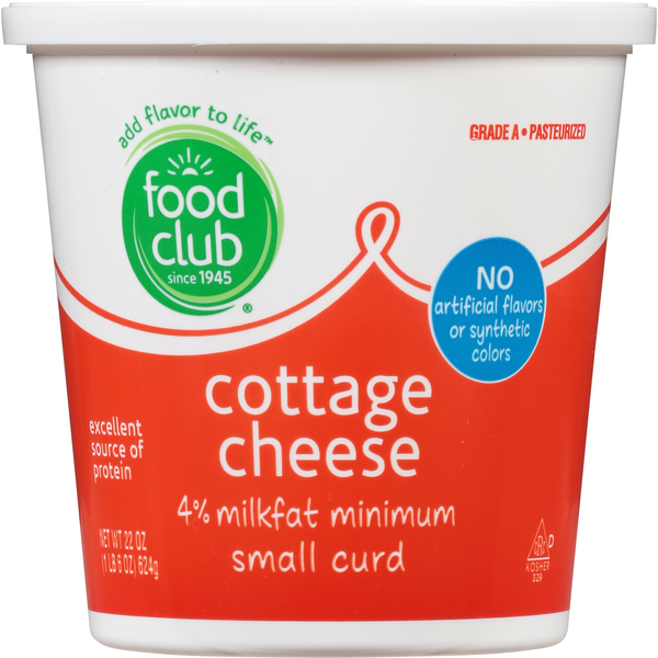 Food Club Cottage Cheese, Small Curd, 4% Milkfat Minimum