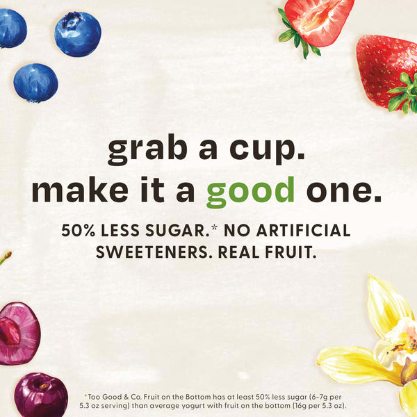 Too Good & Co. Fruit on the Bottom Peach Yogurt-Cultured Low Fat Milk Product, Smooth and Creamy Adult Snacks with Real Fruit, 5.3 oz Cup