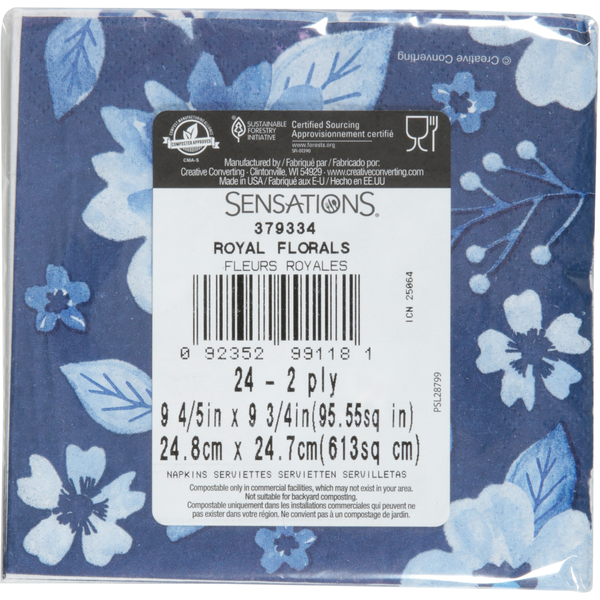 Sensations Royal Florals 2 Sided 2-Ply Napkin DestGlow