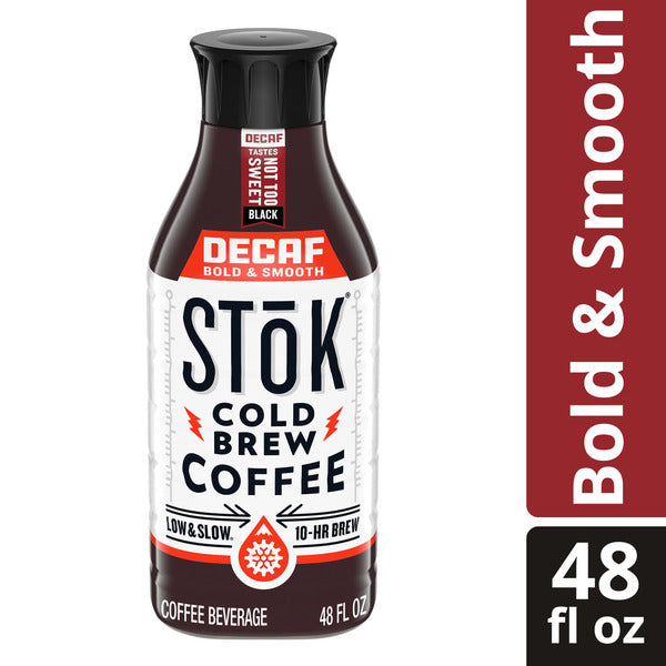 SToK Decaf Bold & Smooth Not Too Sweet Cold Brew Coffee, Ready to Drink Bottled Coffee, 48 fl oz