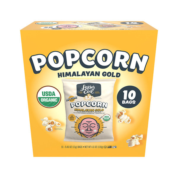 LesserEvil Organic Popcorn, Snack Pack Box, Himalayan Gold