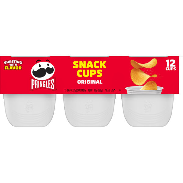 Pringles Snack Cups Original Potato Crisps Chips, Lunch Snacks, Snack Cups, 12 Count