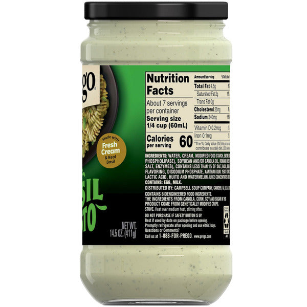 Prego Creamy Basil Pesto Pasta Sauce
