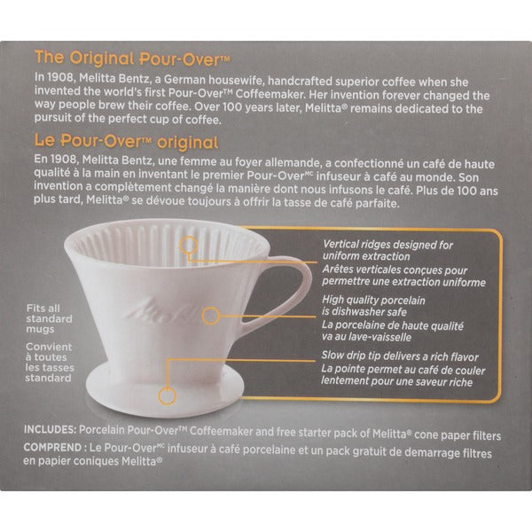 Melitta Pour Over Cup Porcelain Coffee Brewing Cone