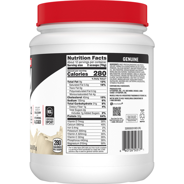 MUSCLE MILK Vanilla Creme Powder Beverage Mix