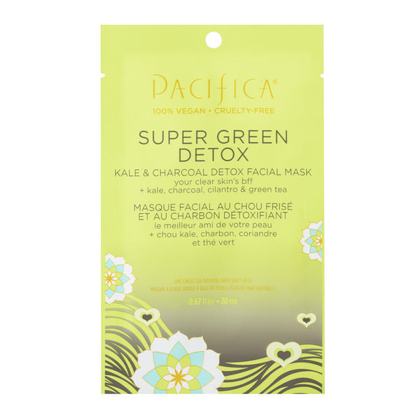 Pacifica Super Green Detox Kale & Charcoal Detox Facial Sheet Mask, Vegan