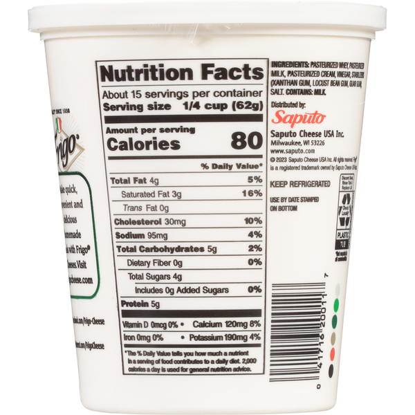 Frigo Ricotta Cheese, Part-Skim