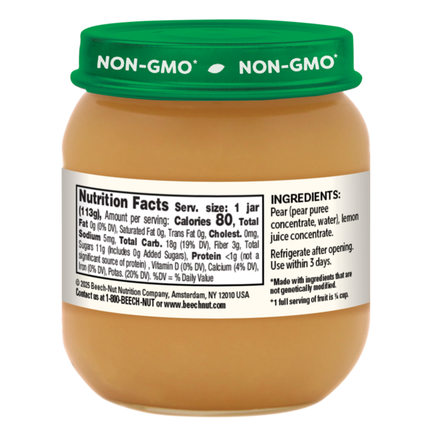 Beech-Nut Stage 2 Baby Food, Pear, 4 oz Jar