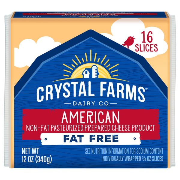 Crystal Farms Cheese Slices, Fat Free, American