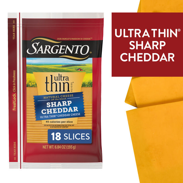 Sargento Ultra Thin® Natural Sharp Cheddar Sliced Cheese, 18 Slices