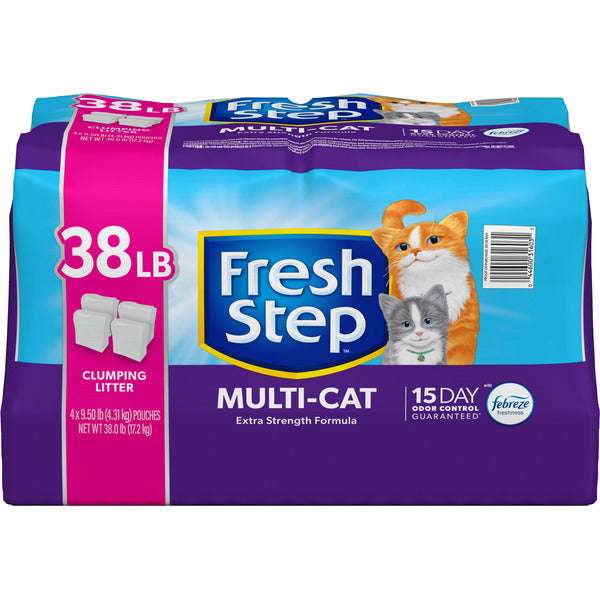 Fresh Step Clumping Cat Litter Multi-Cat Extra Strength Formula, Ammonia Block Technology