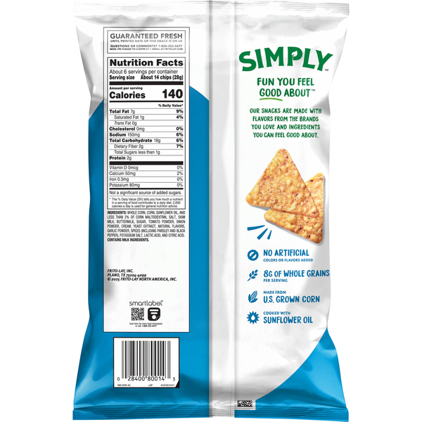 Simply Doritos Zesty Cool Ranch Potato Chips