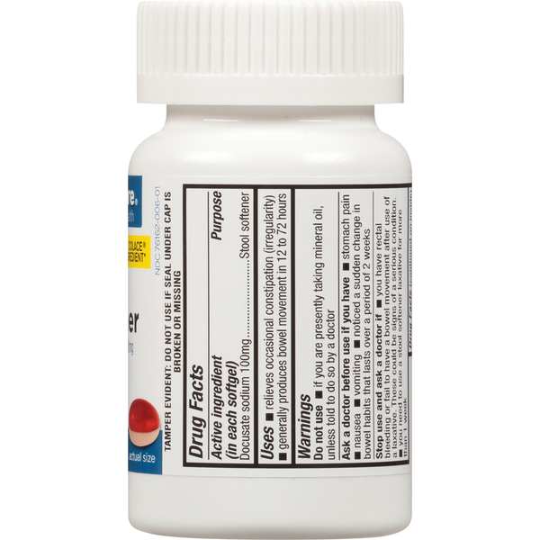 TopCare Stool Softener, 100 mg, Softgels