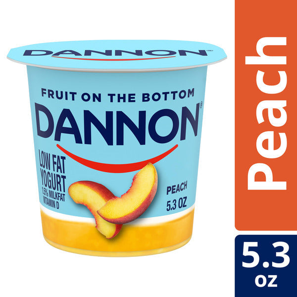 Dannon Fruit on the Bottom Peach Low Fat Yogurt, Gluten Free Snacks with Real Peach Pieces, Good Source of Calcium and Vitamin D, 5.3 OZ Yogurt Container DestGlow