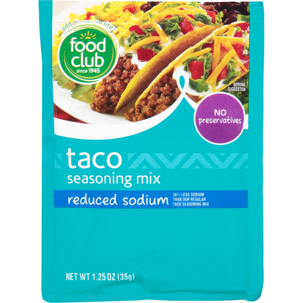 Food Club Seasoning Mix, Reduced Sodium, Taco