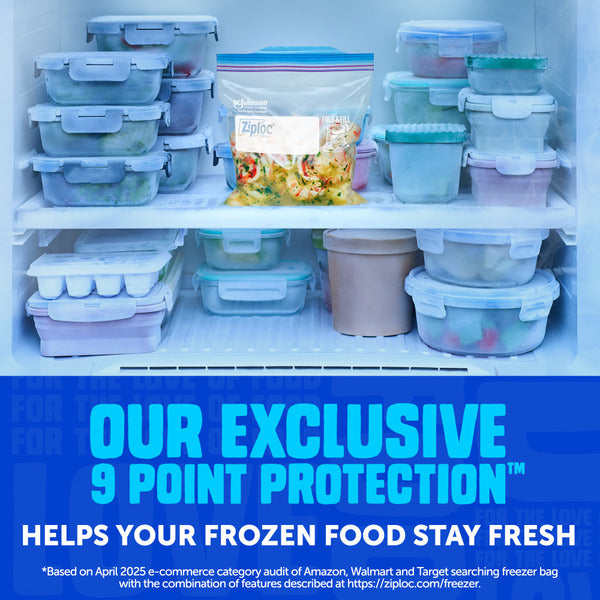 Ziploc Gallon Freezer Storage Bags, Stay Open Design, Easy to Fill