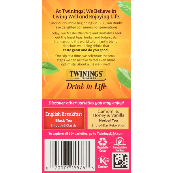 Twinings Black Tea, English Afternoon, Pure, Tea Bags