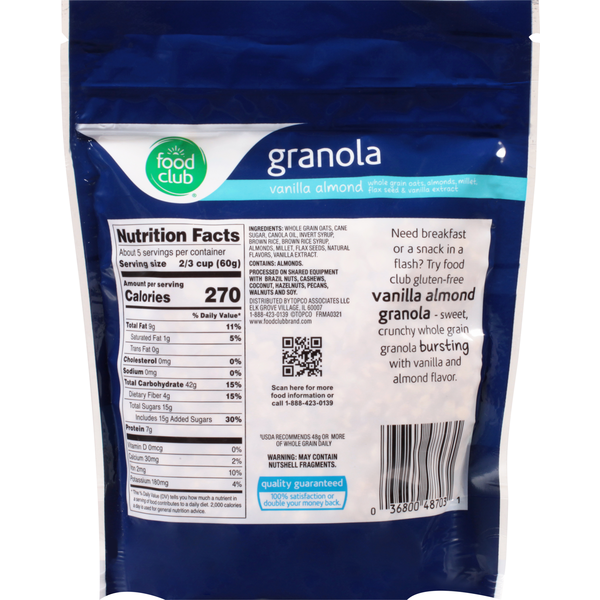 Food Club Granola, Vanilla Almond