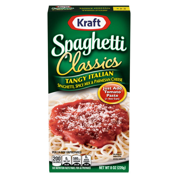 Kraft Spaghetti Classics Tangy Italian Spaghetti, Spice Mix & Parmesan Cheese Meal Mix