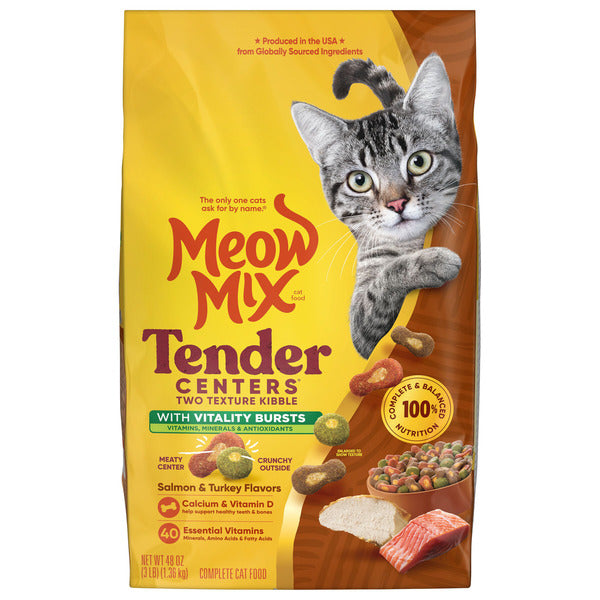 Meow Mix Tender Centers Dry Cat Food With Vitality Bursts Salmon & Turkey Flavors