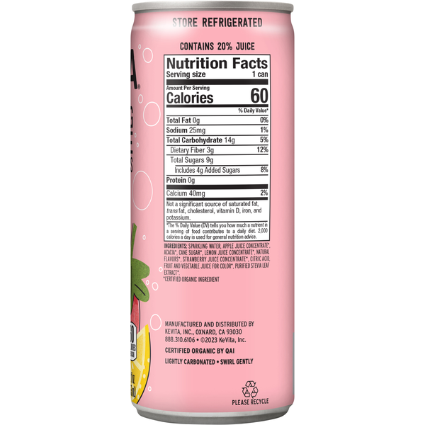 KeVita Strawberry Sparkling Lemonade with Prebiotics