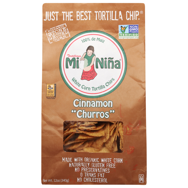 Mi Nina Tortilla Chips, Cinnamon Churros, White Corn