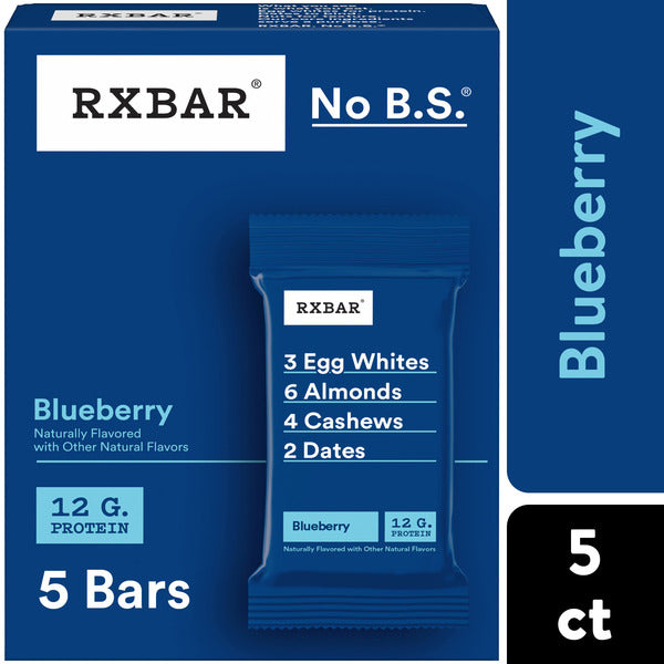 RXBAR Blueberry Protein Bars, Protein Snack, 5 Count