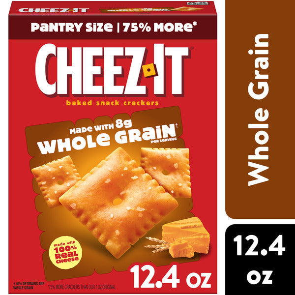 Cheez-It Made with Whole Grain Cheese Crackers, Baked Snack Crackers, 12.4 oz