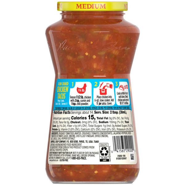 Pace Lower Sodium Chunky Medium Salsa