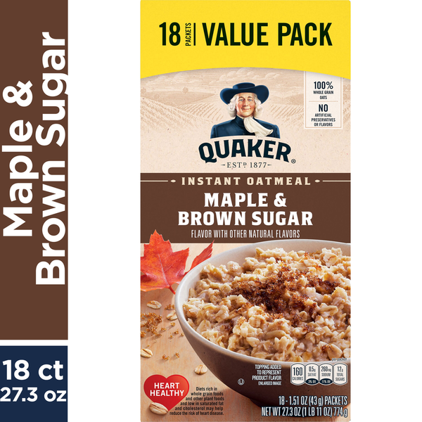 Quaker Instant Oatmeal, Maple & Brown Sugar - Pack