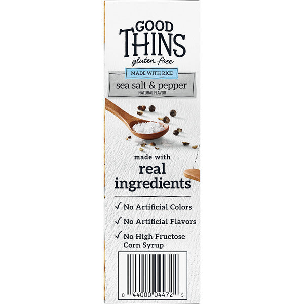 GOOD THINS Sea Salt & Pepper Rice Snacks Gluten Free Crackers, Snack Crackers 7 oz