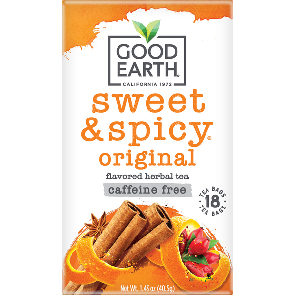 Good Earth Sweet & Spicy Original Caffeine Free Herbal Tea 18 Count Tea Bags