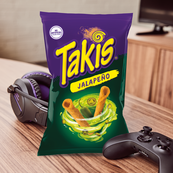Takis Jalapeno 9.9 oz Sharing Size Bag, Pickled Jalapeno Flavored Hot Spicy Rolled Tortilla Chips