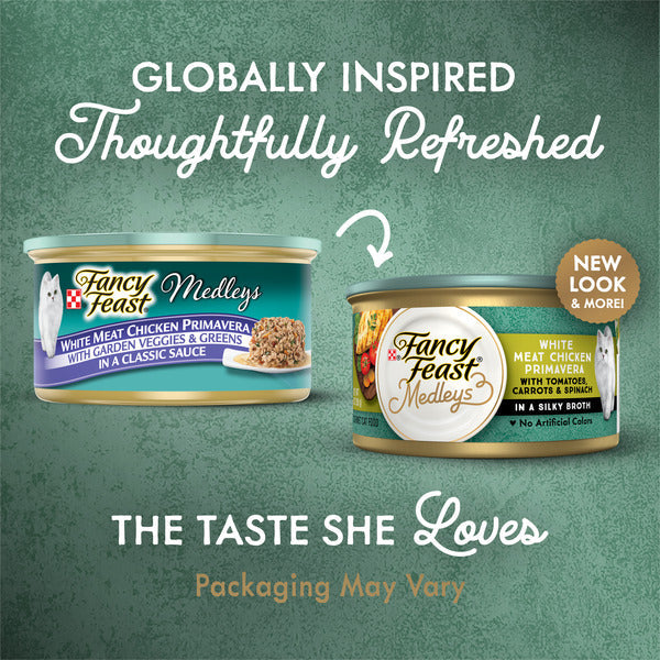 Purina Fancy Feast Gravy Wet Cat Food, Medleys White Meat Chicken Primavera DestGlow