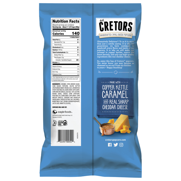 GH Cretors Flavored Popped Corn, Cheese & Caramel Mix