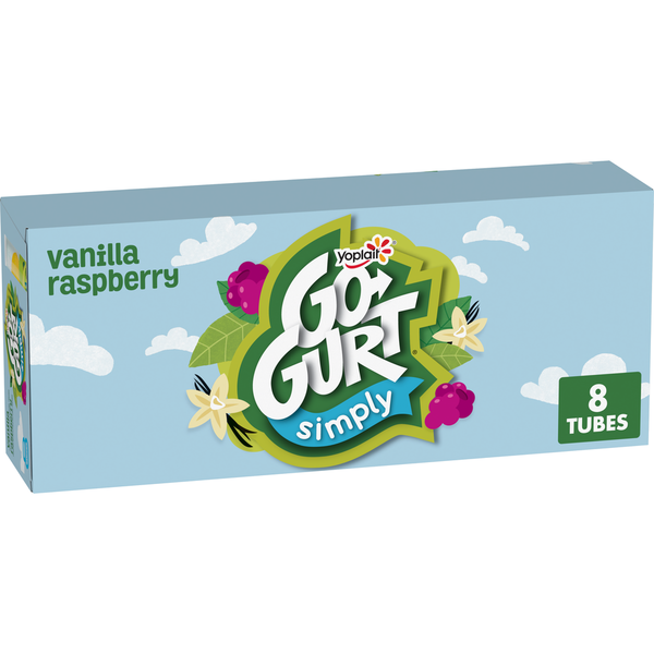 Simply Go-Gurt Vanilla and Raspberry Kids Low Fat Yogurt Tubes