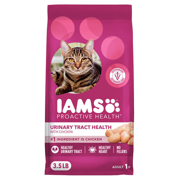 IAMS PROACTIVE HEALTH Adult Urinary Tract Healthy Dry Cat Food with Chicken Cat Kibble, 3.5 lb. Bag DestGlow