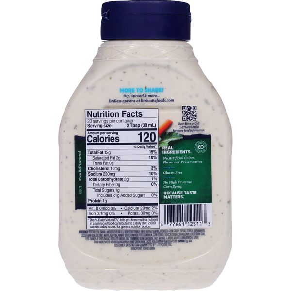 Litehouse Dressing & Dip, Homestyle Ranch, Family Size