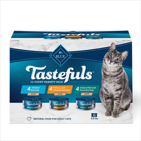 Blue Buffalo Tastefuls Natural Wet Cat Food, Chicken, Turkey & Chicken, Ocean Fish & Tunas DestGlow