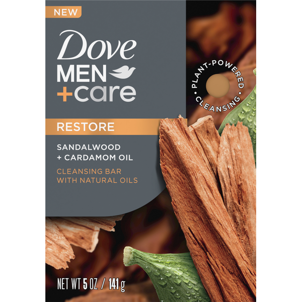 Dove Cleansing Bar, with Natural Oils, Restore, Sandalwood + Cardamom Oil
