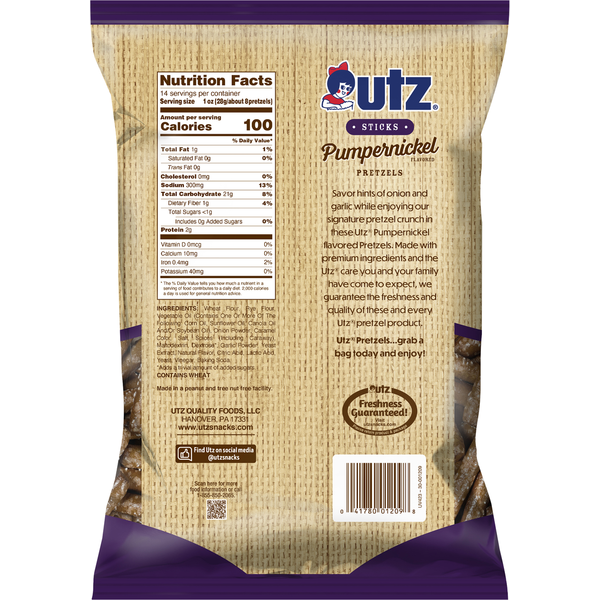 Utz Pretzels, Pumpernickel, Sticks