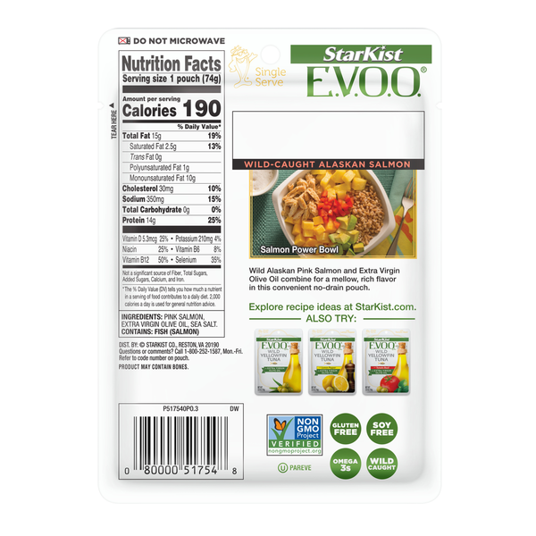 StarKist Selects® Wild Pink Salmon in Extra Virgin Olive Oil Pouch
