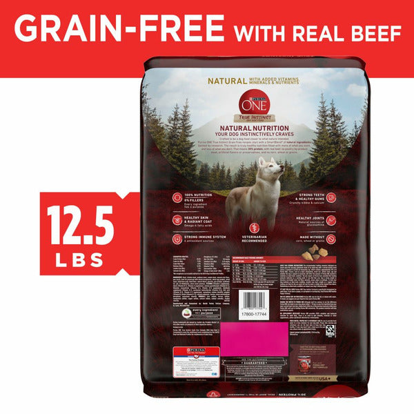 Purina ONE Grain Free Natural Dry Dog Food, True Instinct With Real Beef
