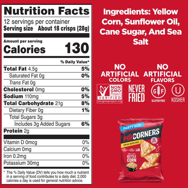 PopCorners Popped-Corn Snacks Sweet & Salty Kettle Corn