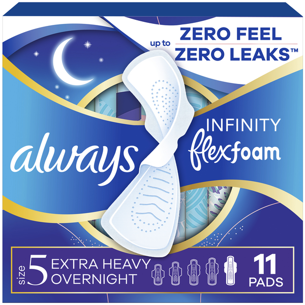 Always Infinity Overnight Pads, Size 5
