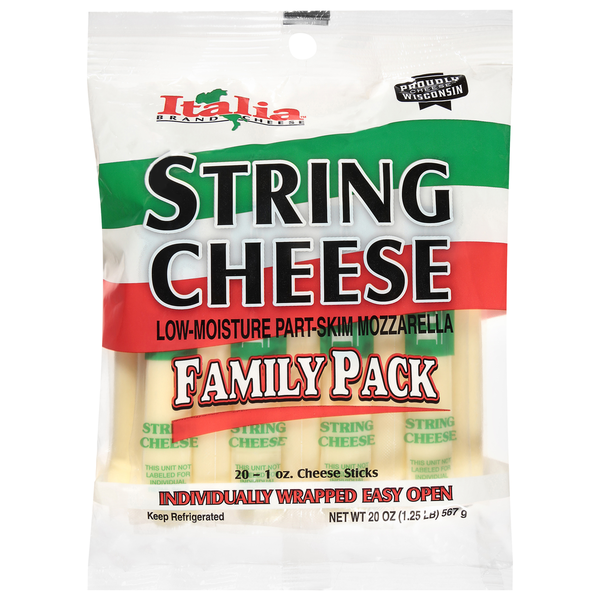 Italia Low-Moisture Part Skim Mozzarella String Cheese Family Pack
