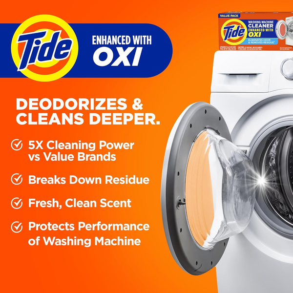 Tide + Ultra Oxi Washing Machine Cleaner 6 Month Value Pack