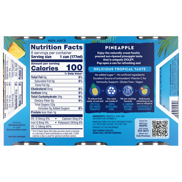 Dole Pineapple 100% Juice