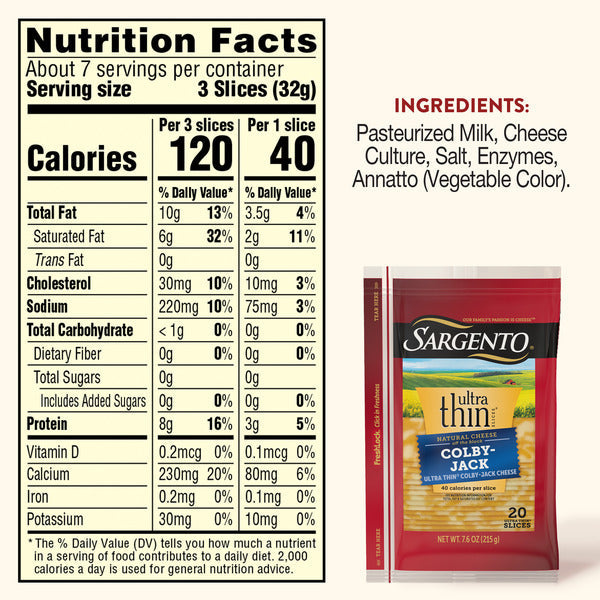Sargento Ultra Thin® Natural Colby-Jack Sliced Cheese, 20 Slices