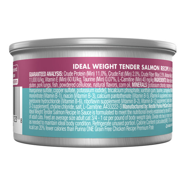 Purina ONE Natural Weight Control Wet Cat Food, Ideal Weight Tender Salmon Recipe DestGlow